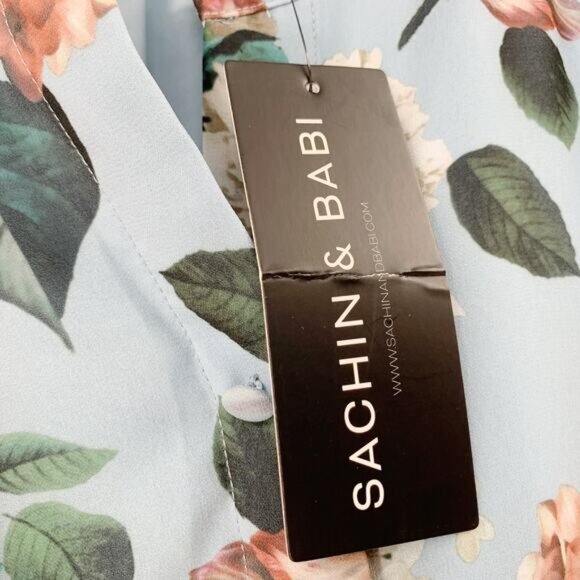 NWT SACHIN + BABI Dress Blair Ice Blue Garden Casual Floral Maxi - Picture 9 of 11